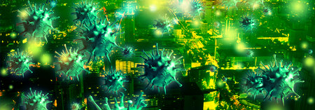 Dangerous corona virus, SARS pandemic risk concept. 3D illustration