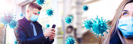 Dangerous corona virus, pandemic risk concept. 3D illustrationの写真素材