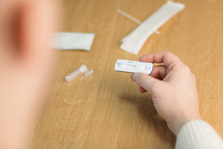 Covid rapid antigen nasal test. Self test at home or at corona test station.