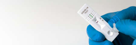 Express corona test. Negative covid antigen test.の写真素材