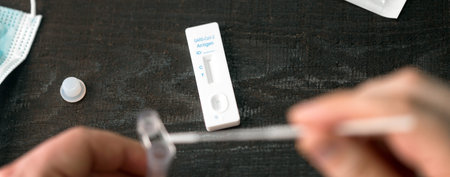 Covid rapid antigen nasal test. Self test at home or at corona test station.