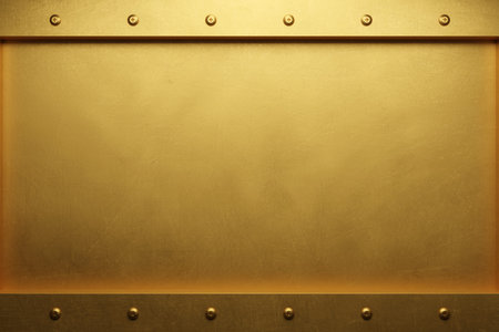 Golden industrial background and stainless steel texture. 3d renderingの写真素材