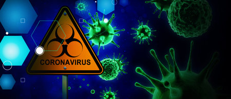 Dangerous corona virus, SARS pandemic risk concept. 3D illustrationの写真素材