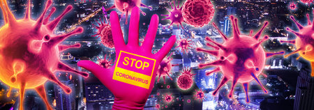 Dangerous corona virus, SARS pandemic risk concept. 3D illustration