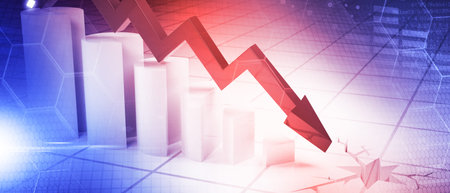 Graphs representing the stock market crash. 3d illustration
