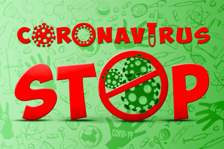 Dangerous corona virus, SARS pandemic risk concept. 3D illustrationの写真素材