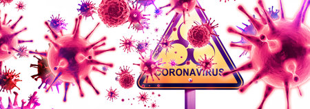 Dangerous corona virus, SARS pandemic risk concept. 3D illustrationの写真素材
