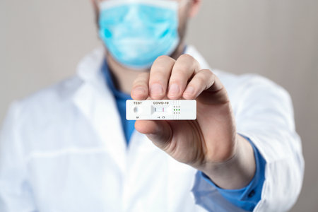 Express corona test. Negative covid antigen test.の写真素材