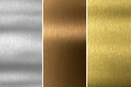 Aluminum, bronze and brass stitched textures. 3d renderingの写真素材