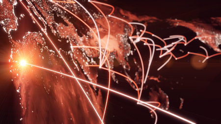 Global connection concept. Planet earth network sphere. 3d rendering