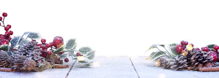 Merry Christmas composition with festive holiday decoration.