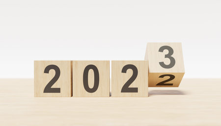 Creative design concept for the new year festival 2023. 3D illustration