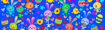 Easter composition with rabbit. Festive decoration. Happy Easter. 3d illustrationの写真素材