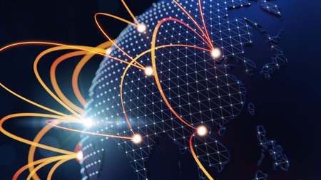 Global connection concept. Planet earth network sphere. 3d rendering
