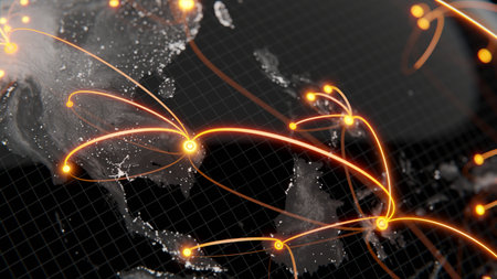 Global connection concept. Planet earth network sphere. 3d rendering