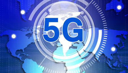 5G Fast speed wireless internet connection and technology concept. 3d illustrationの写真素材