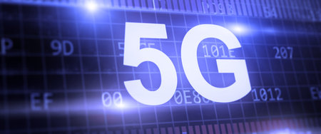 5G Fast speed wireless internet connection and technology concept. 3d illustration