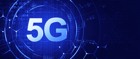 5G Fast speed wireless internet connection and technology concept. 3d illustration
