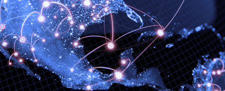 Global connection concept. Planet earth network sphere. 3d rendering