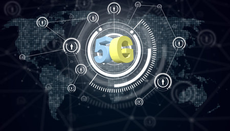 5G Fast speed wireless internet connection and technology concept. 3d illustrationの写真素材