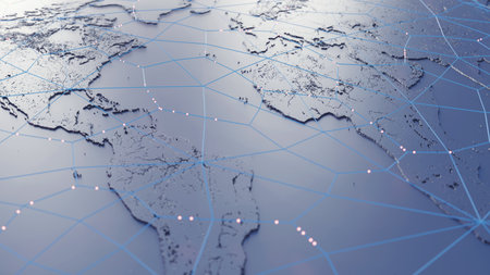Global connection concept. Planet earth network sphere. 3d renderingの写真素材