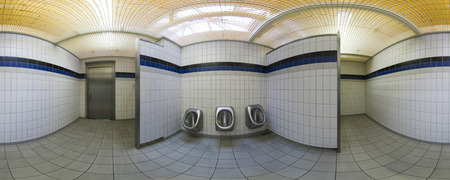 Urinals in public toilet on german highway 360 degree panoramaの写真素材