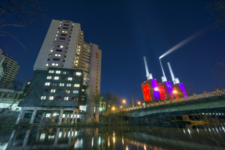 Hannover district Linden-Limmer and Ihme river at eveningのeditorial素材