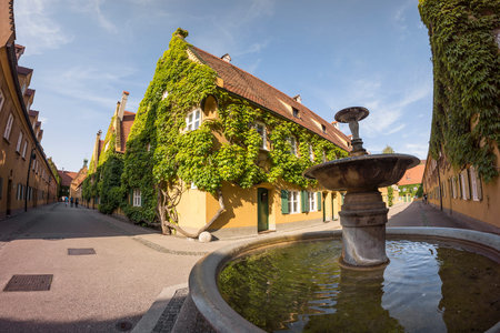 AUGSBURG, GERMANY - AUGUST  17, 2014:  The Fuggerei is the worldのeditorial素材