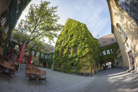 AUGSBURG, GERMANY - AUGUST  17, 2014:  The Fuggerei is the worldのeditorial素材