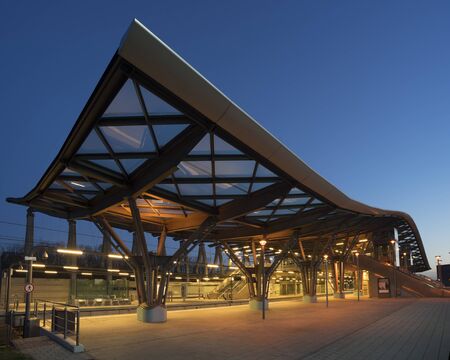 Hannover, Germany - March 11, 2015: U-Bahn Station Messe Ost in Hannover at eveningのeditorial素材