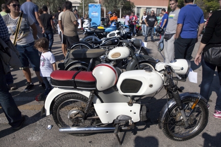 ALEXANDROUPOLIS, GREECE - OCTOBER 7  Old motorcycles exhibition in the 2nd Moto Beauty Contest Show, on October 7, 2012 in Alexandroupolis, Evros, Greece のeditorial素材