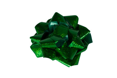 Green ribbons isolated on white background. This is a decoration for a gift or a postcard.