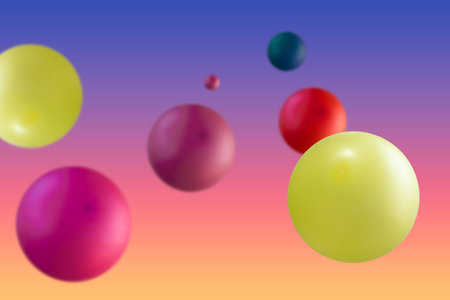 Multicolored balloons in the air. Creative image of colorful balloons floating in the studio....