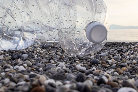 Plastic Water Bottle on the Beach. Volunteer concept. environmental pollution. ecological problem....