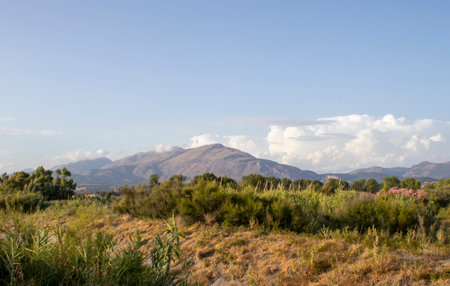 mountain landscape. Ready Wallpapers for Your Desktop. Copy Space for Text. beauty concept.の写真素材