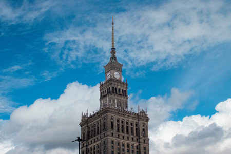 Poland, Warsaw, August 30, 2022: View of the Palace of Culture and Science in the City Center....