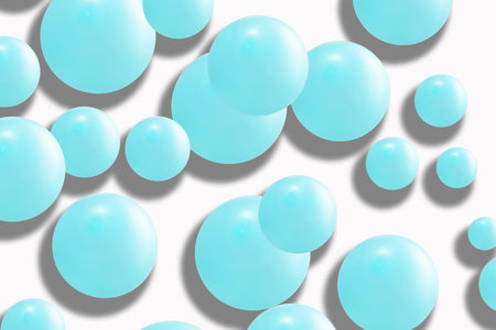 Blue Balloons on a White Background. Abstract Minimal Futuristic Background with Balls. Abstract...
