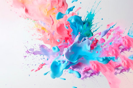 Colored Ink on a Light Background. Flowers Abstraction. watercolor wave. Copy Space for Text. Wallpaper on the Screen of the Phone, Computer. AI.の写真素材