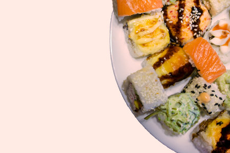 Japanese Sushi. Tasty Sushi Rolls. All You Can Eat Sushi.の写真素材