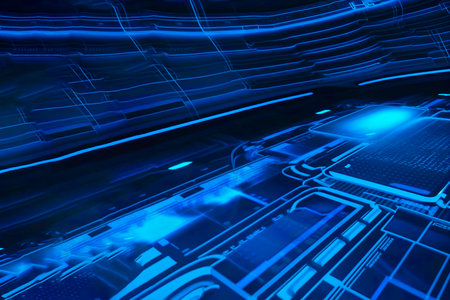 Rectangular Data Tunnel. The Concept of Machine Learning and the Dominance of the Cyber Mind. technology web background. Virtual concept. AI.の写真素材