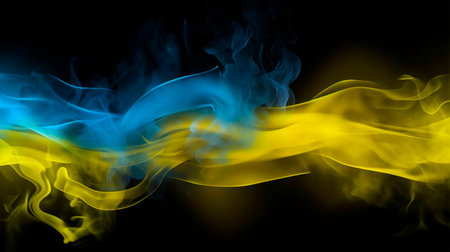 Ukrainian Flag, State Flag With Two Colors of Blue and Yellow Colors in the Form of Smoke. Elements for Design. smoke texture. AI.の写真素材