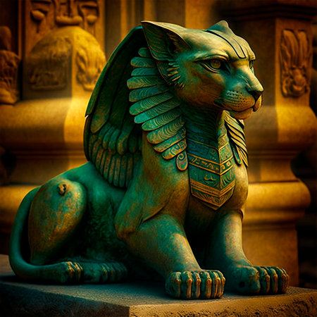 Cat as Egyptian Pharaoh. Ancient Egyptian Cat. Egypt Cat Statue. Sketch Art for Artist Creativity and Inspiration. Generative AI.の素材
