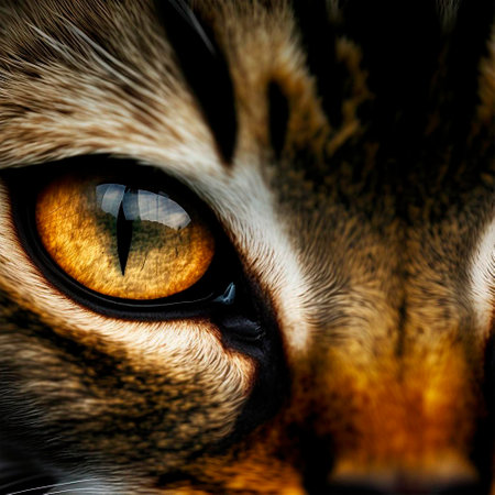 Close-up of a Cat. Eye of a Cat Predator Close-up. macro photography. Generative AI.の素材