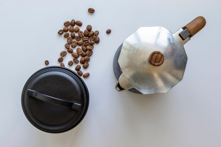 A Traditional Italian Coffee Maker Brews an Invigorating Drink in the Morning.