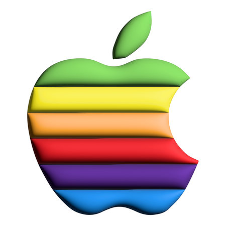 Zhytomyr, Ukraine, September 23, 2023: Apple Logo on a White Background. Popular Manufacturer of Electronics Iphone, iPad, Macbook. Illustration with 3D Effect.のeditorial素材