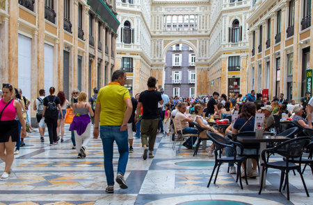 Naples, Italy, June 14, 2023: Galleria Umberto in Naples. Naples, Inside The Principe Umberto I Gallery.のeditorial素材