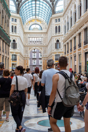 Naples, Italy, June 14, 2023: Galleria Umberto in Naples. Naples, Inside The Principe Umberto I Gallery.のeditorial素材