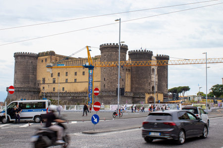 Naples, Italy, June 14, 2023: City Street in the Historical Center of Naples. View of Buildings, Road, People in the City, Naples, Italy.のeditorial素材