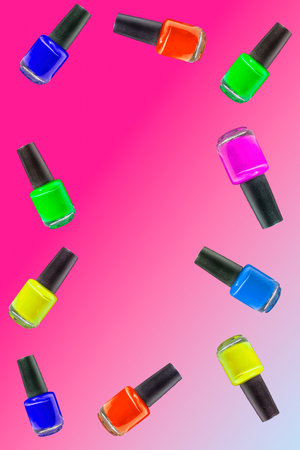 Nail polishes for design postcard, flyer, advertisement of nail salon, store.の写真素材