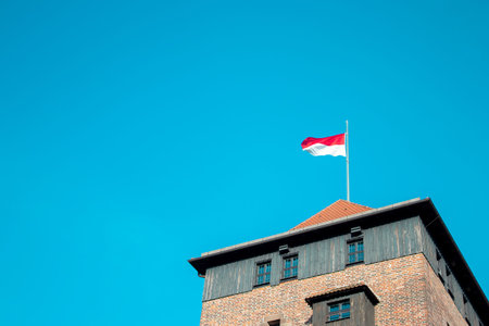 The flag of Franconia, Nuremberg. Concept of tourism, travel, emigration, global business.